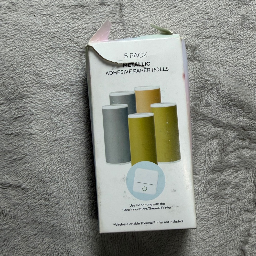 Core Innovations 5 Pack Metallic Adhesive Thermal Paper‎ Rolls Gold Silver